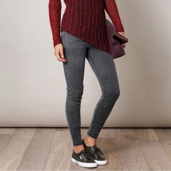 CURRENT/ELLIOT The Ankle Skinny Fishnet Printed Jeans Gray Women's 26 Low Rise - Picture 10 of 16